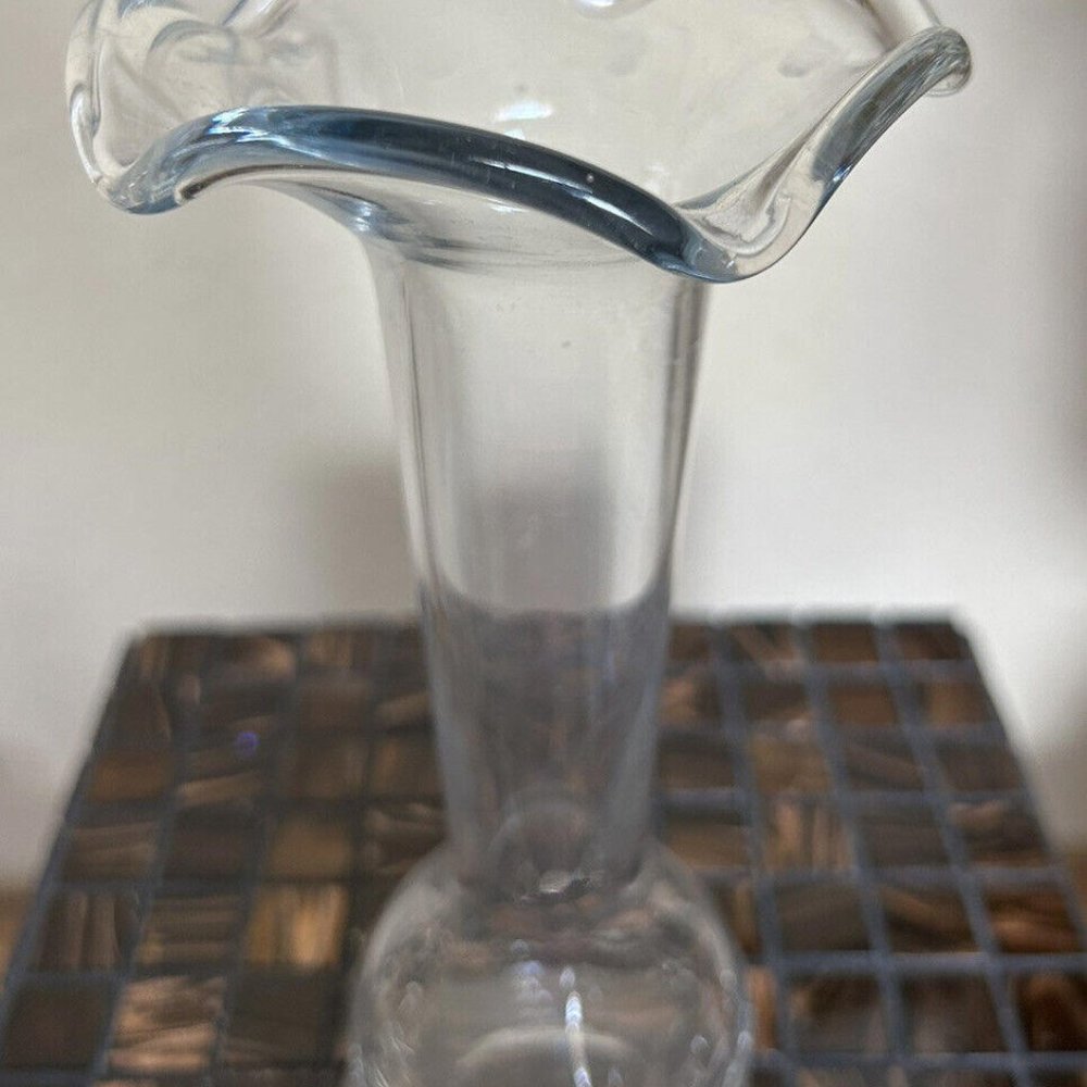 Clear Glass Bud Base Ruffled Glass Top Crackle Glass Bulb